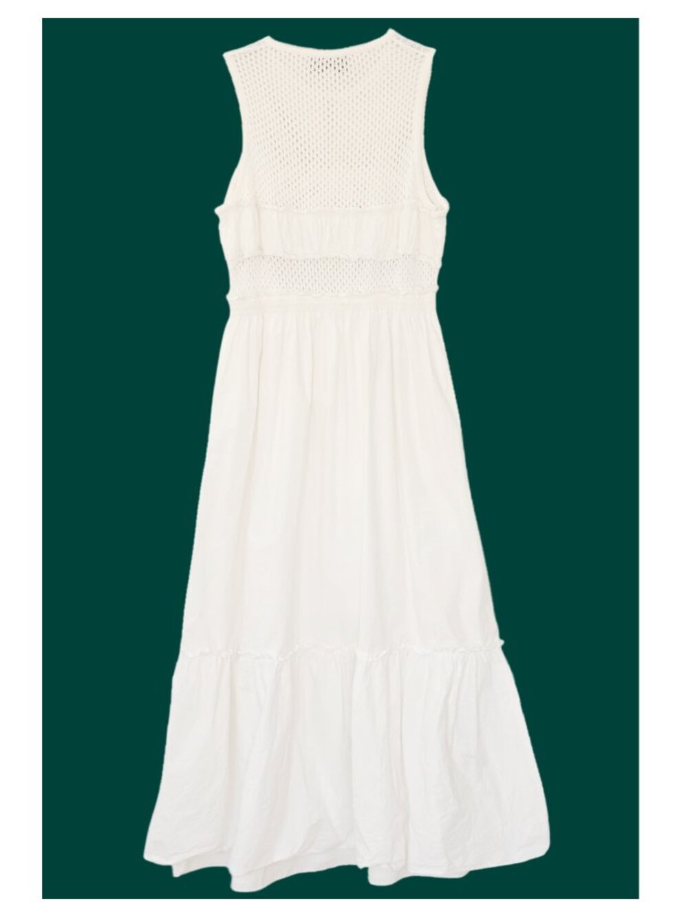 Mare Mare x Anthropologie White Smocked Tiered Maxi Dress Size XL 100% Cotton - Picture 5 of 9
